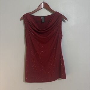 Kandy Kiss Women's Red Sleeveless Top Size Large Classy Dressy Shinny